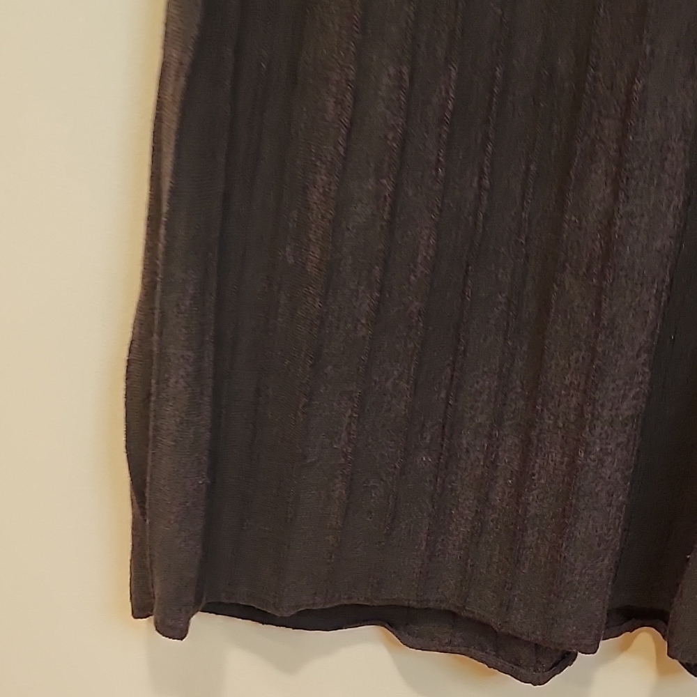 Eileen Fisher Dark Brown Wool Pleated  Scoop-Neck Long-Sleeve Dress - Picture 7 of 10